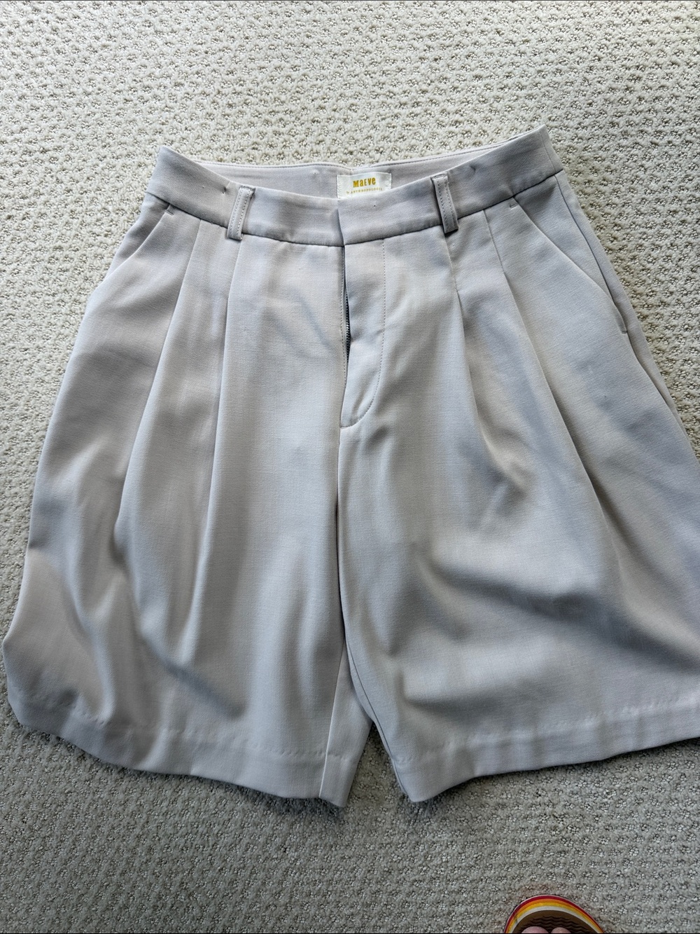 Maeve Pleated High-Waist Women's Shorts - Light Tan